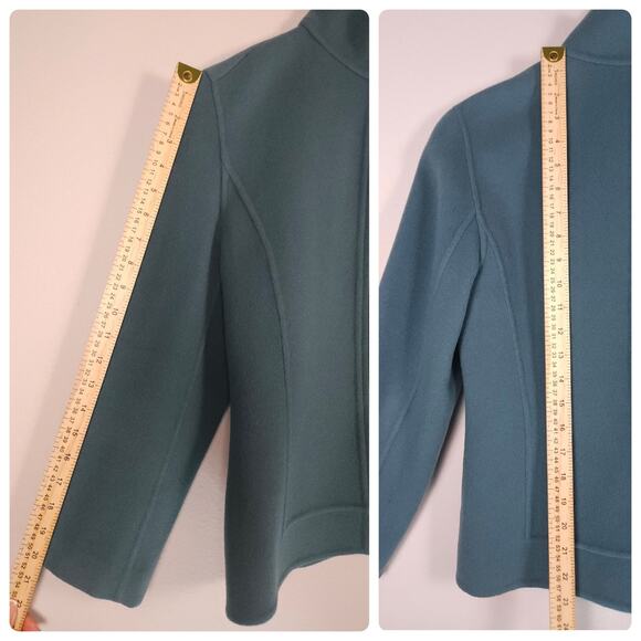 Linda Allard Ellen Tracy 100% Wool Jacket Size 2 Front Zip Teal Blue Green - Picture 4 of 8